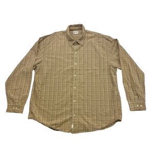 BKE 67 Shirt Mens XXL Brown Red Plaid Long Sleeve Button Up Cotton Pocket